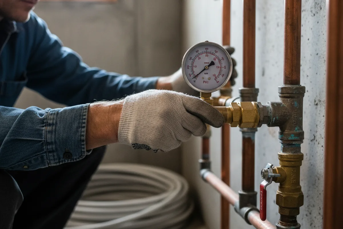 Pressure testing a repaired line during Water Line Repair in Ixonia